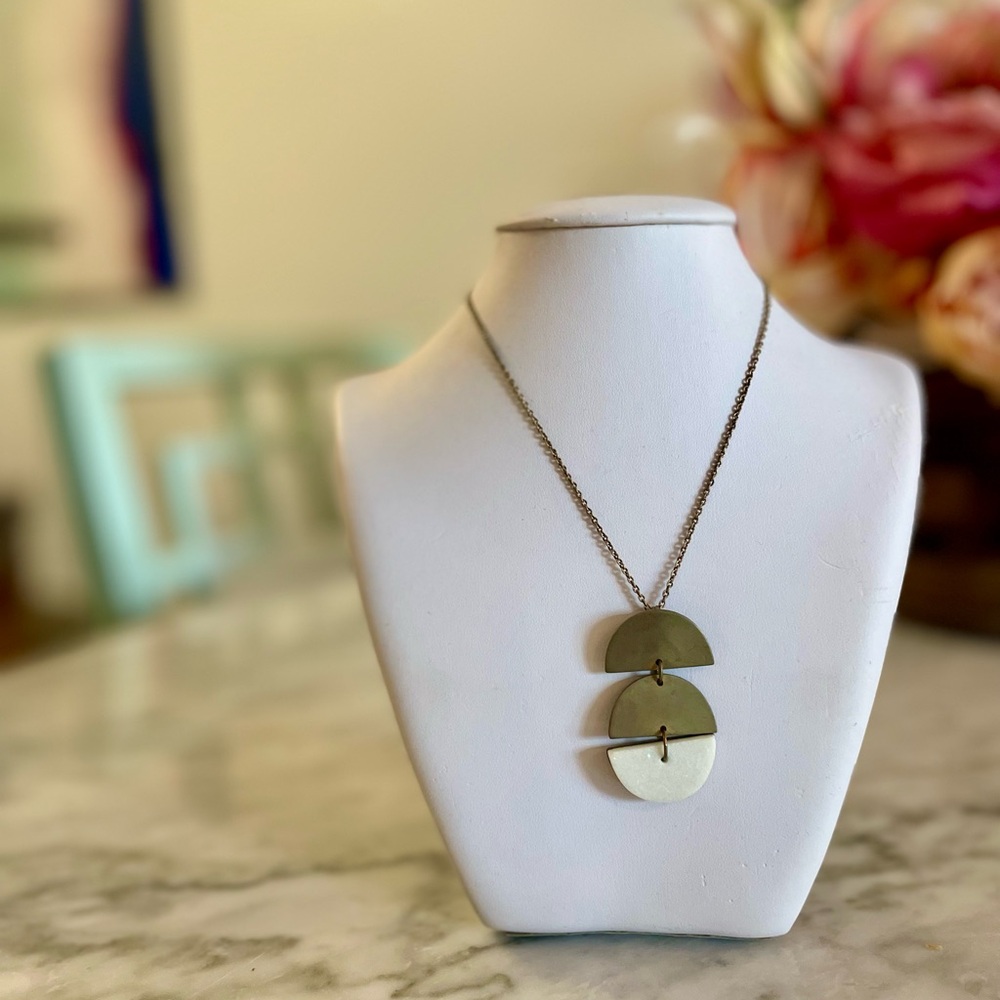 Modern Two-Tone Marble Pendant Necklace
